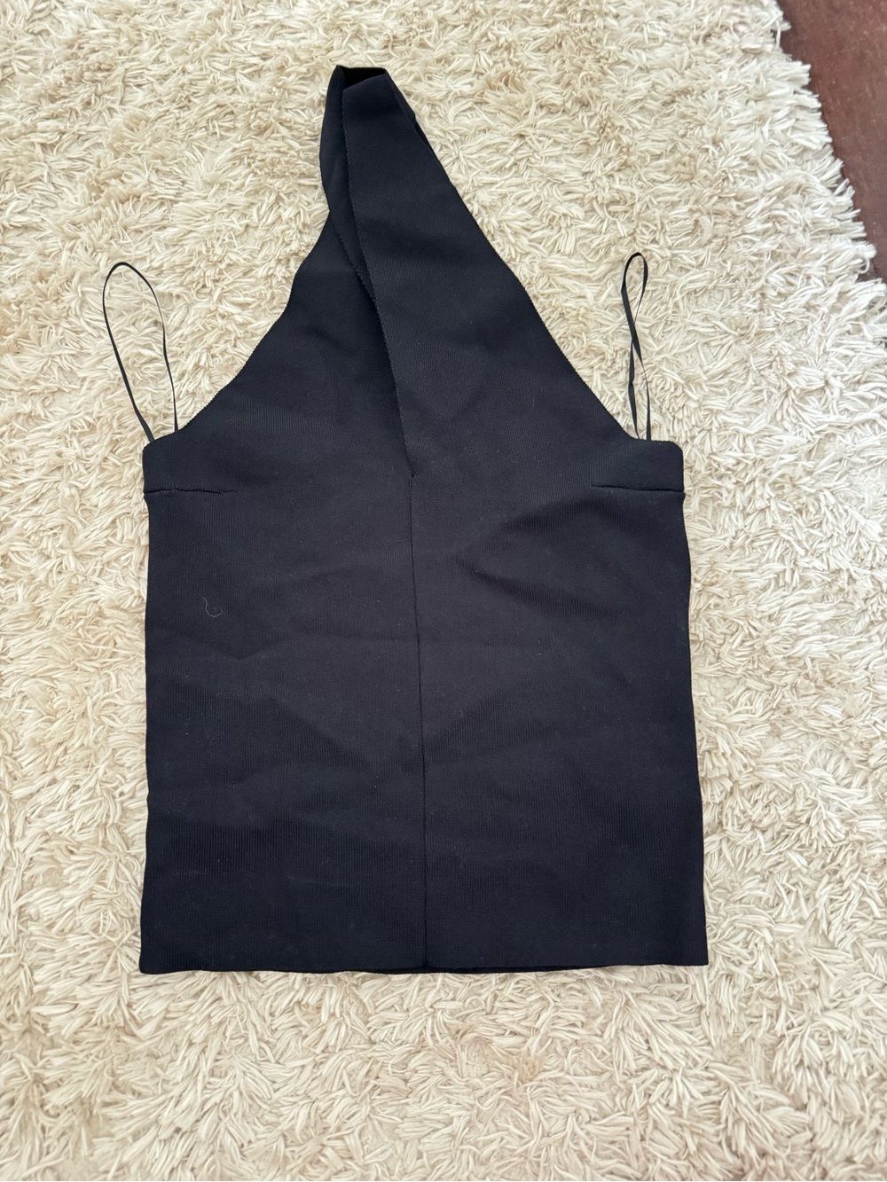 Black Asymmetric One-Shoulder Women's Top